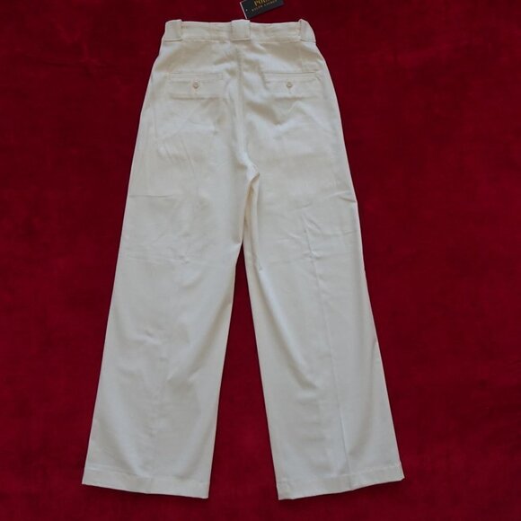POLO RALPH LAUREN Wide Leg Pants Size 0 Ivory Cotton Blend Cargo Wear To Work - Picture 5 of 13